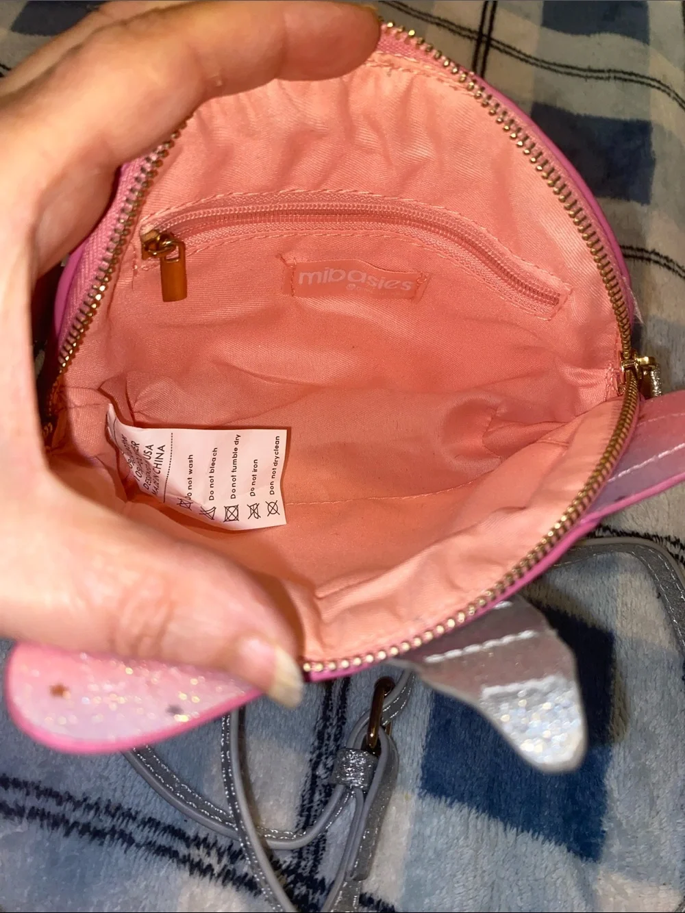 Kids Pink Gradient Unicorn Crossbody Bag with Silver Accents